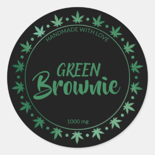 Adesivo Brownie Preto E Verde  Rótulo de comestíveis cas