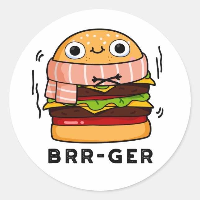 Adesivo Brr-ger Funny Congelando Burger Pun (Frente)
