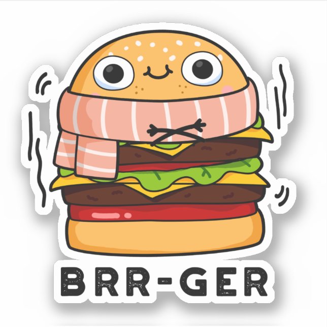 Adesivo Brr-ger Funny Congelando Burger Pun (Frente)