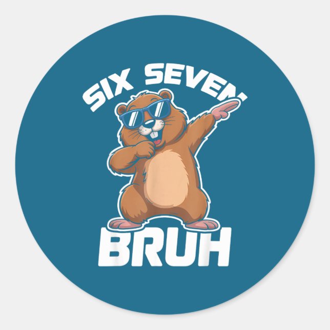 Adesivo Bruh 67 Funny Groundhog 6-7 Meme Pyjamas Boys Girl (Frente)