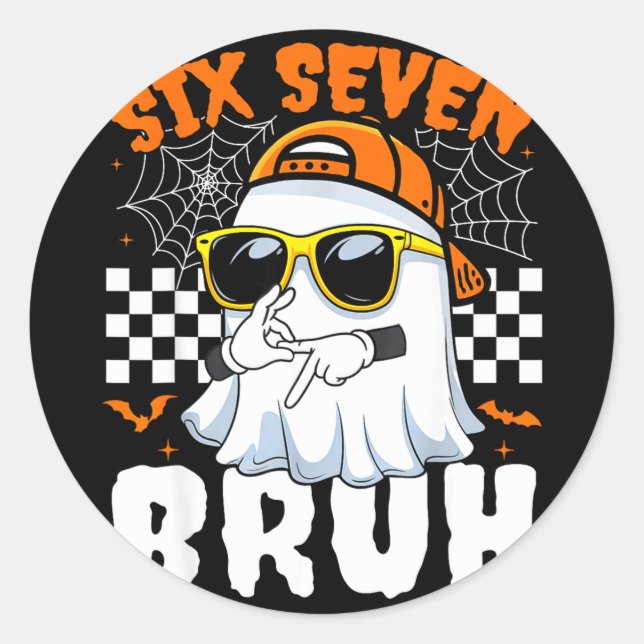 Adesivo Bruh 67 halloween engraçado seis sete meme brainro (Frente)