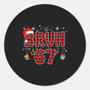 Adesivo Bruh 67 Meme Divertido Natal Xadrez Vermelho Pijam