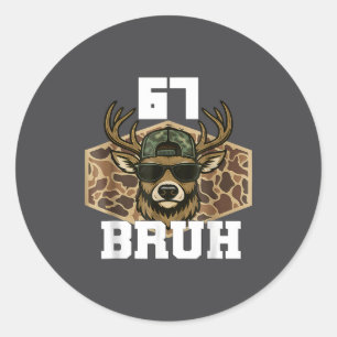 Adesivo Bruh 67 Veado Camisa Juvenil Chapéu Camuflado de C