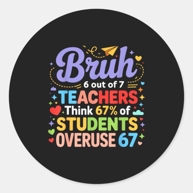 Adesivo Bruh 6 Out Of 7 Teachers Think 67% Of Students Ove (Frente)