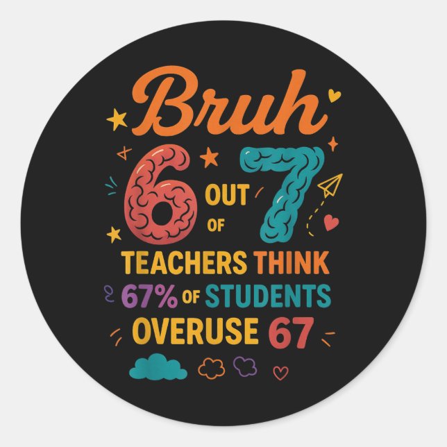 Adesivo Bruh 6 Out Of 7 Teachers Think 67 Percent Funny Sc (Frente)