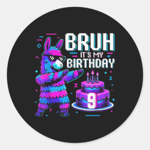 Adesivo Bruh Dabbing É Meu 9º Aniversário Llama Pinata Men