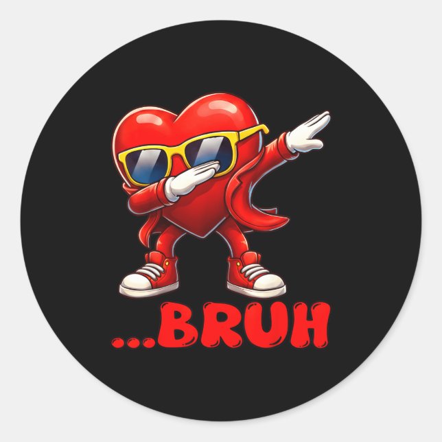 Adesivo Bruh Dabbing Heart Funny Kids Boys Mens Valentine  (Frente)