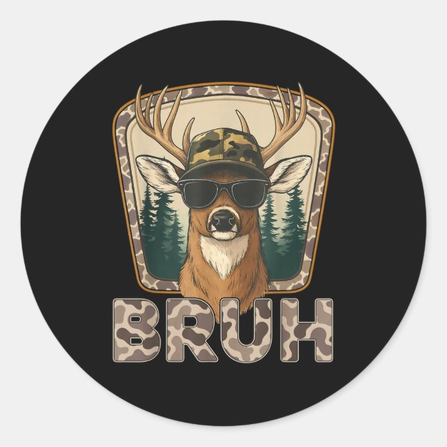 Adesivo Bruh Deer Hunter Funny Deer Hunting Camo Men Teens (Frente)