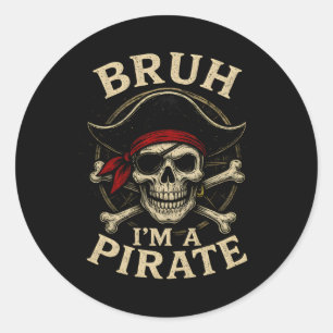 Adesivo Bruh, eu sou um pirata preguiçoso cabeça de pirata