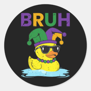 Adesivo Bruh Funny Duck Mardi Gras Rubber Duck Com Jester