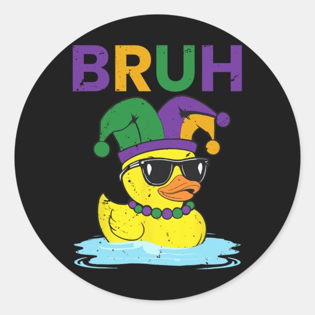 Adesivo Bruh Funny Duck Mardi Gras Rubber Duck Com Jester (Frente)