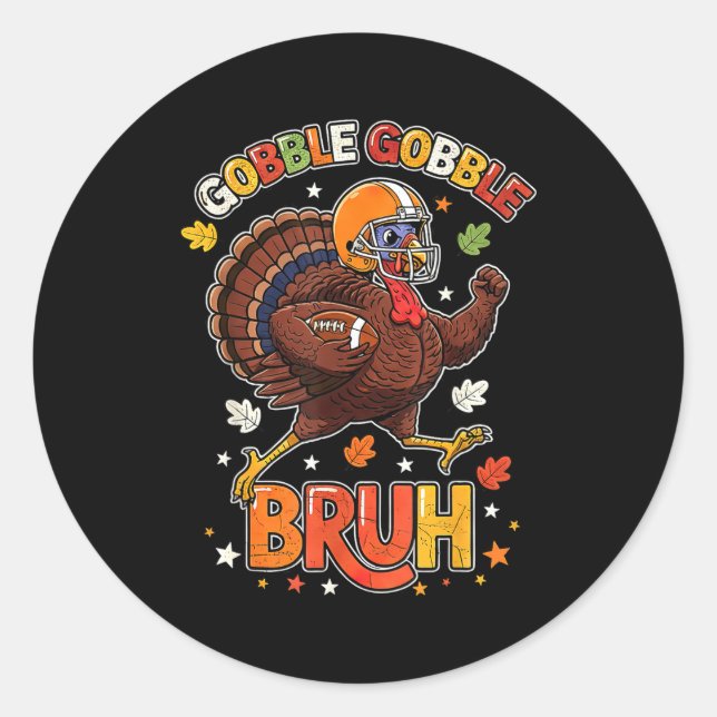 Adesivo Bruh Funny Thanksgiving Turkey Gobble Football Boy (Frente)