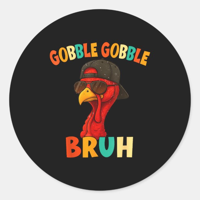 Adesivo Bruh Funny Thanksgiving Turkey Gobble Shirt Boys G (Frente)