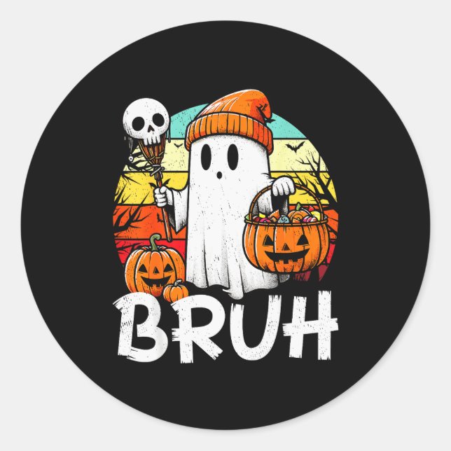 Adesivo Bruh Ghost Funny Halloween Boo Soky Halloween Bruh (Frente)