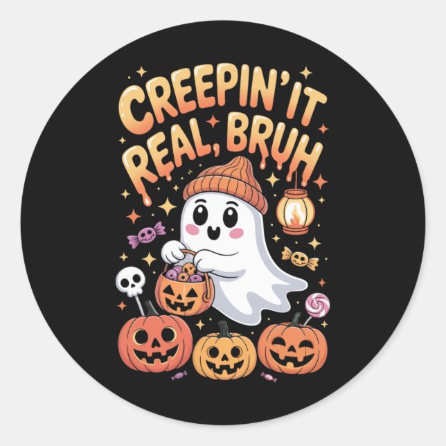 Adesivo Bruh Ghost Halloween Ghost Trick Ou Treine Kid (Frente)