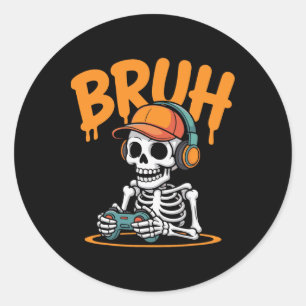 Adesivo Bruh Halloween Meninos Crianças Gamer Homens Esque