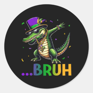 Adesivo Bruh Mardigator Dabbing Alligator Mardi Gras Shirt