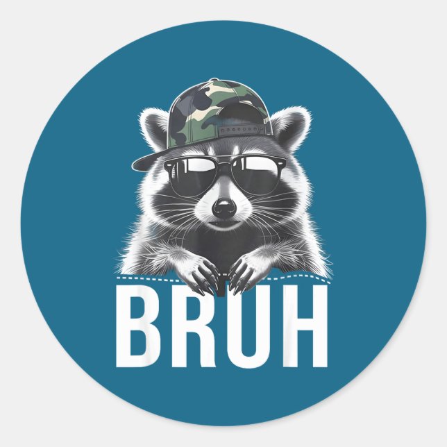 Adesivo Bruh Raccoon Trash Racoon Camo Hat Youth Teens Kid (Frente)