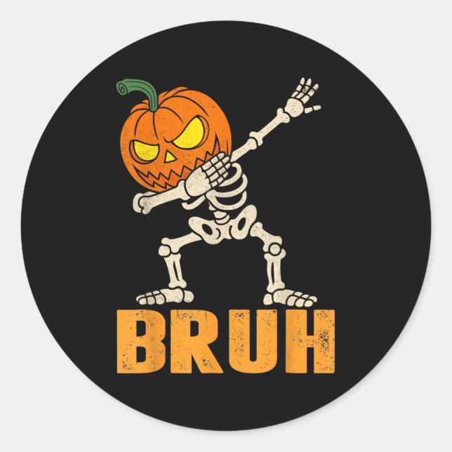 Adesivo Bruh Skeleton Halloween Dabbing Boys Pumpkin Jack (Frente)