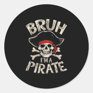 Adesivo Bruh um pirata preguiçoso fantasia de caveira de p