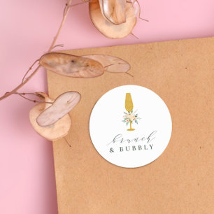 Adesivo Brunch de Noiva com Champanhe Dourado Floral & Bub