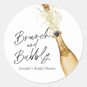 Adesivo Brunch e Bubbly Chá de Noiva Clássico Redondo