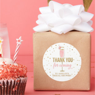 Adesivo Brunch e Bubbly Obrigado Rosa Chá de Noiva Cla