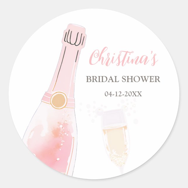 Adesivo Brunch e Champanhe Bubbly Chá de Noiva (Frente)