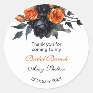 Adesivo Brunch Nupcial Floral de Aquarela Laranja e Preto