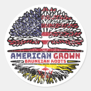 Adesivo Brunei Bruneian American Tree Roots Flag