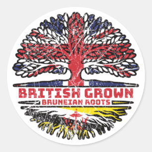 Adesivo Brunei Bruneie British Tree Roots Flag