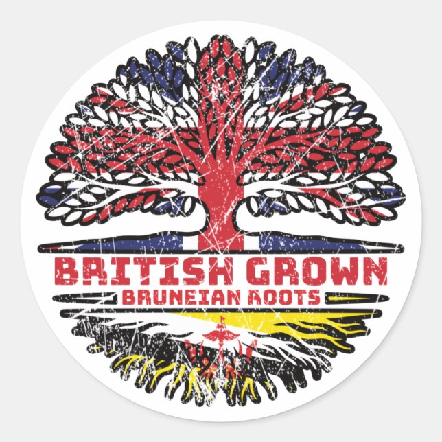 Adesivo Brunei Bruneie British Tree Roots Flag (Frente)