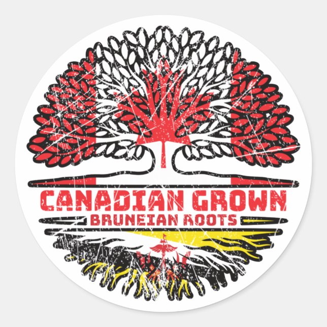 Adesivo Brunei Bruneie canadense canadense Tree Roots Flag (Frente)