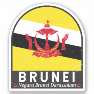 Adesivo Brunei Flag Emblem Distress Vintage