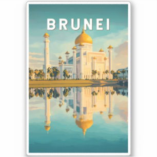 Adesivo Brunei Illustração Viagem Art Vintage