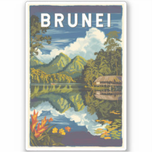 Adesivo Brunei Painterly Illustration Viagem Art Vintage