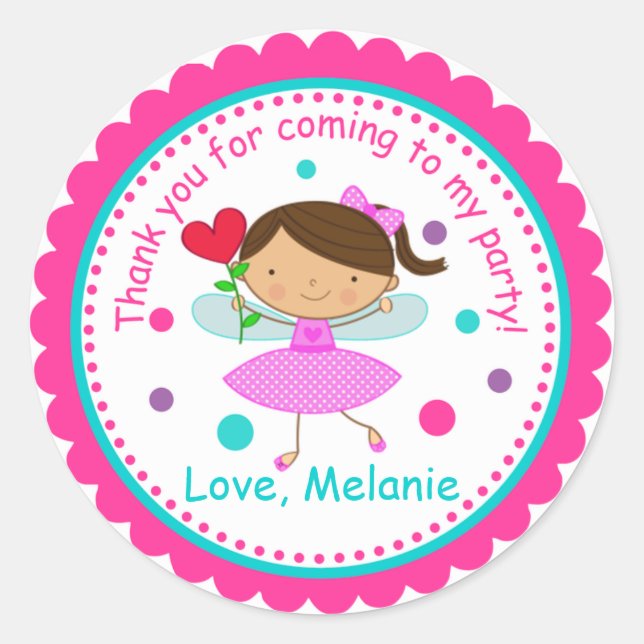 Adesivo Brunette Fairy Princess Birthday Sticker (Frente)
