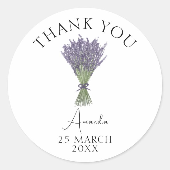 Adesivo Brunt De Brida De Lavanda De Aquarela Obrigado (Frente)