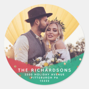 Adesivo Brushstrokes Modernos Endereço de Natal e Foto