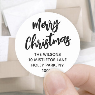 Adesivo Bruted Felry Christmas Black White Return Endereço