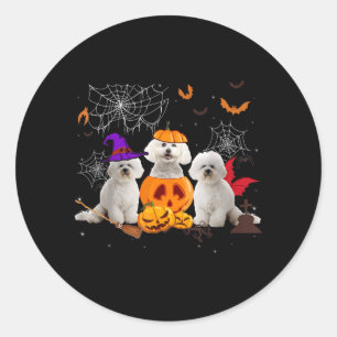 Adesivo Bruxa Abóbora Engraçada Bichon Frise Cachorro Hall