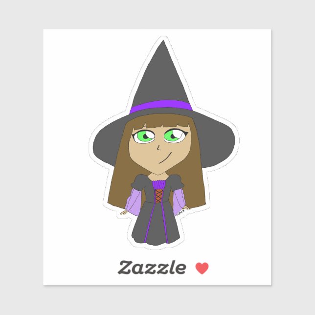 Adesivo bruxa chibi (Folha)