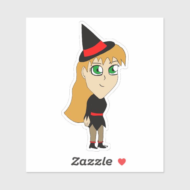 Adesivo bruxa chibi (Folha)