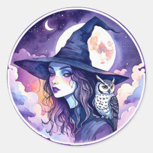 Adesivo Bruxa com Coruja - Fã do Halloween Divertido 2