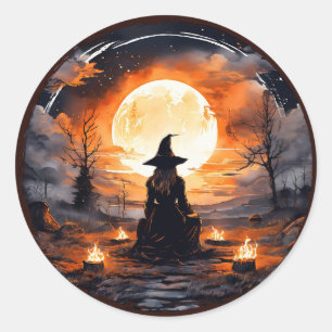 Adesivo Bruxa com Velas e Fogo - Wicca Halloween 2