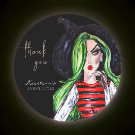 Adesivo Bruxa da Moda Aquarela Obrigada Preto