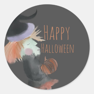 Adesivo Bruxa de Abóbora Aquarela de Halloween  