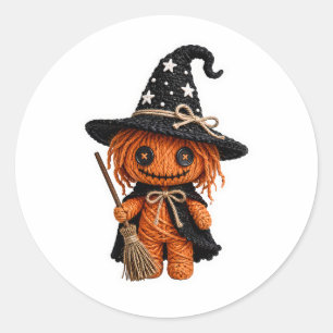 Adesivo Bruxa de Abóbora Costurada Estilo Amigurumi com Va
