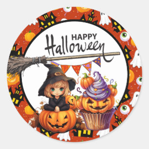 Adesivo Bruxa de Abóbora de Halloween