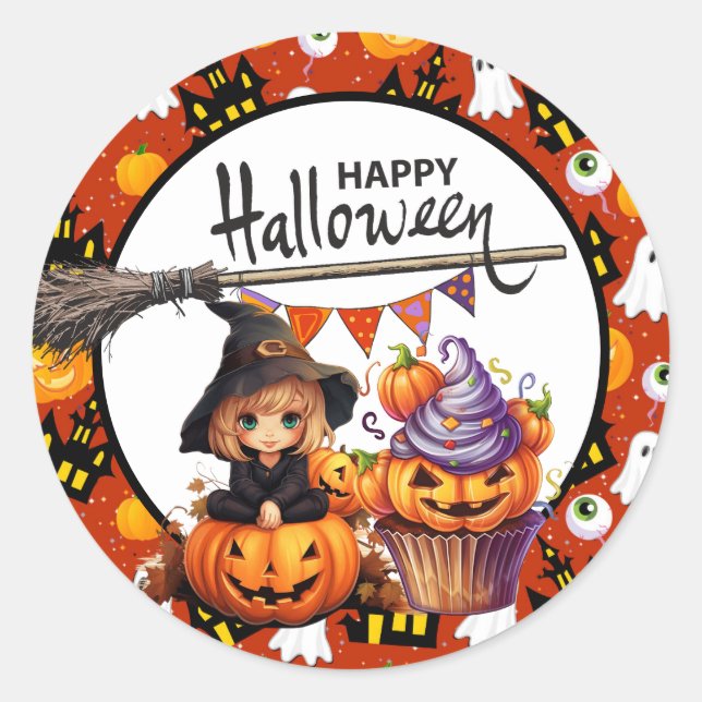 Adesivo Bruxa de Abóbora de Halloween (Frente)